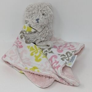 𝅺Blankets & Beyond Love Bear Baby Gray Pink Yellow